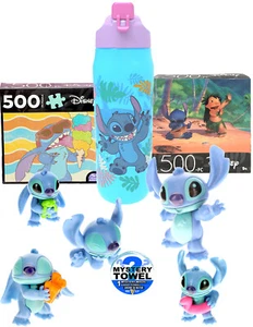 Disney Stitch 9-teilig 500 Puzzle N' Flasche Set mit DSE Bonus Mystery Handtuch - Bild 1 von 6