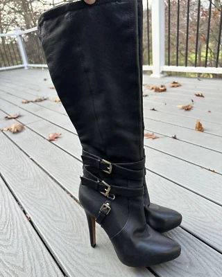 Botas hasta la rodilla Sam Edelman para mujer Roula de cuero negro 9M Foto 1 de 4