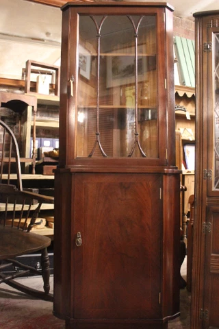 Vintage Mahogany Corner Cabinet with Key Cover