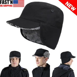 Winter Hat with Brim Earflap Thermal warm Hat Ear Flaps Flat Cap for Women Men - Picture 1 of 16
