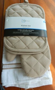5-teiliges Küchenset: 2 Handtücher, 2 Topflappen, 1 Ofenhandschuh - Bild 1 von 4