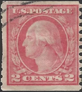 US Scott #453 Used VF 2 Cent 1914 Perf 10 Vert George Washington Coil CV 45.00 - Picture 1 of 1