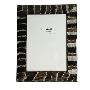 Natalini Made in Italy Italian 5x7in Black Gray Wood Picture Frame Marquetry - Picture 1 of 2
