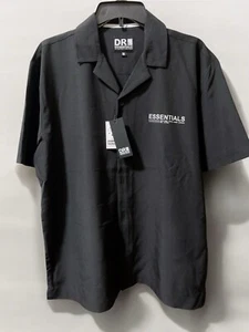 Dr Essentials Black Button Front Shirt Size Men's Large Short Sleeve New - Picture 1 of 2