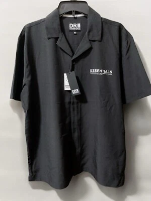 Dr Essentials Black Button Front Shirt Size Men's Large Short Sleeve New - Image 1 of 2