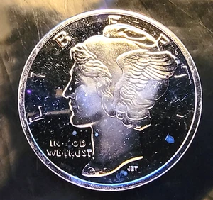 Mercury Liberty Design Eagle Bullion Rare Vtg-999 Silver 1 Oz Ounce Art Coin - Picture 1 of 2