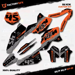 Gray & Orange Slick Racing Graphics Kit fits KTM 07-10 SX Sxf XC 125 250 300 450 - Foto 1 di 5