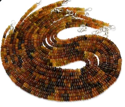 Natural Gem Multi Tourmaline 4 to 5mm Rough Unpolished Square Beads Necklace 16" - Image 1 of 4