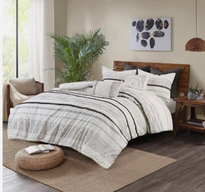Ink+Ivy Nea Cotton Printed Comforter Set Blk/Wht King Cal. King New i75 - Picture 1 of 5