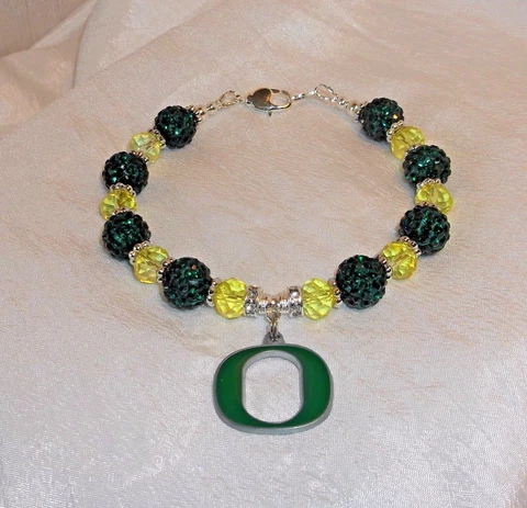 Artisan Inspired~Oregon Ducks~Bracelet~Jewelry~Logo Charm~Birthday Gift~Go Ducks Cover