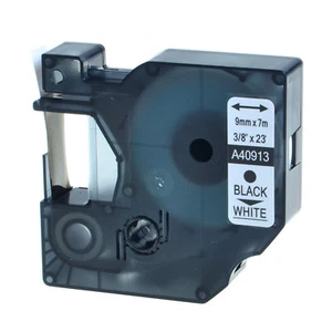 40913 S0720680 Label Tape Compatible DYMO D1 Black on White 9mm Cassette NEW - Picture 1 of 1