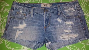 ABERCROMBIE & FITCH Destroyed Jean Shorts LIGHT WASH Sz 0 USED - Picture 1 of 5