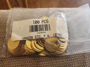 100pc HANSON 41822 New Old Stock 1 Inch Diameter Solid Brass Tags Vintage Rare - Picture 1 of 3