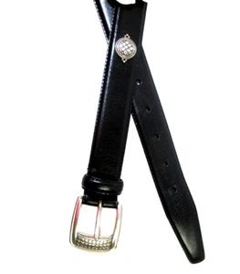 FOSSIL Women'sBlack Leather Belt with Silver Medallions Size M - 36.5" - Picture 1 of 7