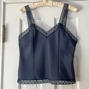 Farr West Navy Lace Trimmed & Strapped Camisole Size Large - Picture 1 of 3