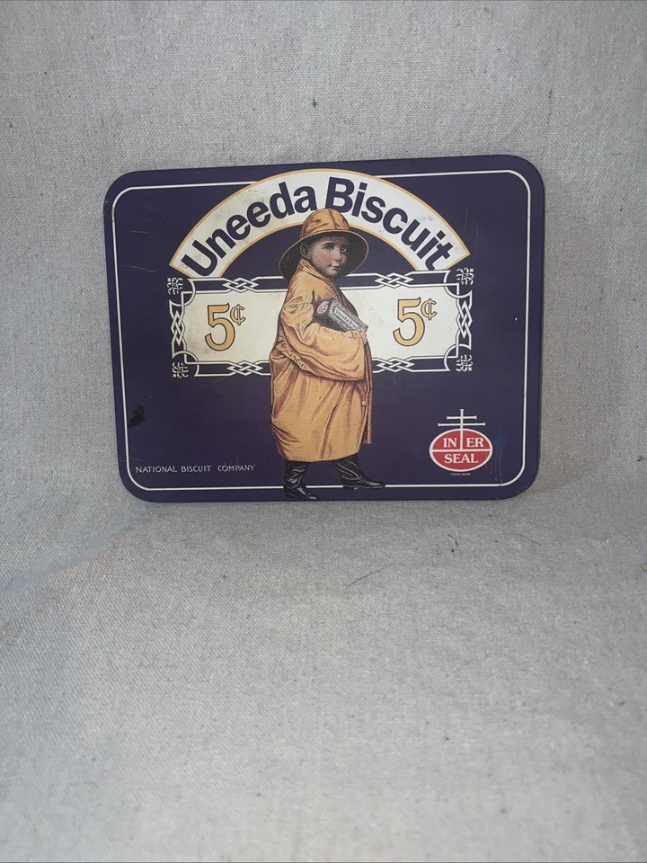 Letrero Bristolware Uneeda Biscuit National Biscuit Co., 8 3/8" x 6 1/2", usado en excelente estado Foto 1 de 3