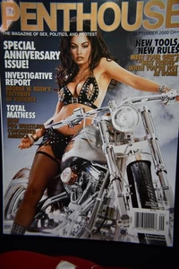 PENTHOUSE MAGAZINE SEPT. 2000, BIKER BABE ON FRONT COVER, POTM "ARIA" - Picture 1 of 2