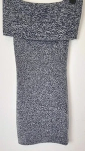 Michael Kors Size XXS Navy White Off Shoulder Knit Bodycon Mini Jumper Dress - Picture 1 of 4