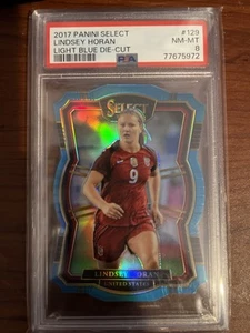 2017 Panini Select Lindsey Horan #129 Light Blue Die Cut 092/249 PSA 8 - Picture 1 of 2