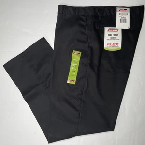 Dickies Men's Flat Front-Slim Fit-Pants Flex Straight Leg Black Color Size 38x30 - Picture 1 of 12