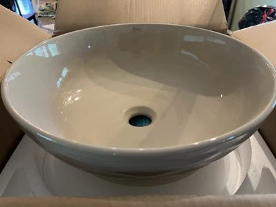 Recipiente de China vítreo circular Kraus KCV-200GBE Viva 16-1/2" - beige brillante Foto 1 de 3