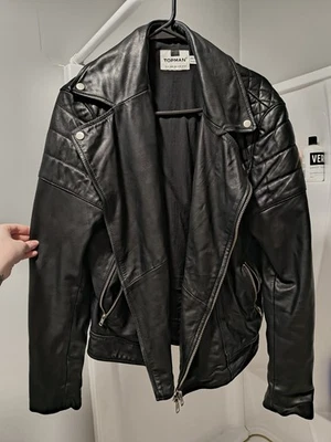 Chaqueta de cuero acolchada negra Topman Foto 1 de 3