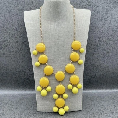 J.Crew пузырь заявление ожерелье женщин желтый золотой тон нагрудник кабошон бисер - Изображение 1 из 4