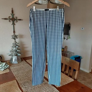 JCrew Martie gerades Bein Hose 0 Stretch Knöchel kariert kariert marineblau weiß Damen neu ohne Etikett - Bild 1 von 11