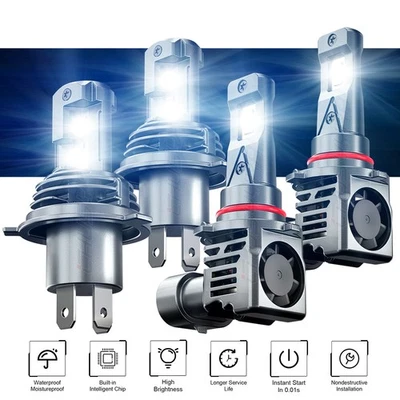 For Toyota Sienna 1998-2003 H4 LED Headlight 6000K High/Low Beam 9145 Fog Lights - Image 1 of 4