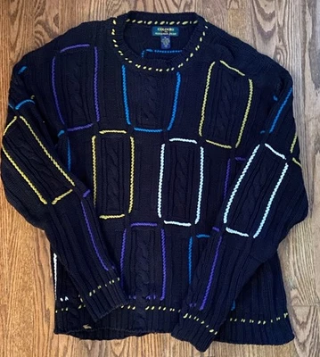 Colours By Alexander Julian Handframed Cotton Linen Sweater Mens XL Multicolor - Image 1 of 4