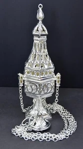 Silver Plated Gothic Church Censer - Traditional Thurible (#20S) + Chalice Co. - Picture 1 of 21