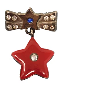 Catherine Stein Patriotic Star Pin Brooch Red White Blue Rhinestone Enamel USA - Picture 1 of 6