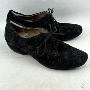 Taos Cobbler Dark Gray Printed Suede Oxford Heels Womens 8 Dress Casual Lace Up - Picture 1 of 12