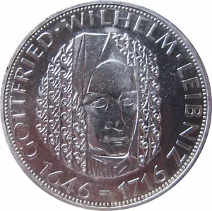 J394 5 DM Gedenkmünze Gottfried Wilhelm Leibnitz von 1966 G in PP SONDERPOSTEN - Bild 1 von 2