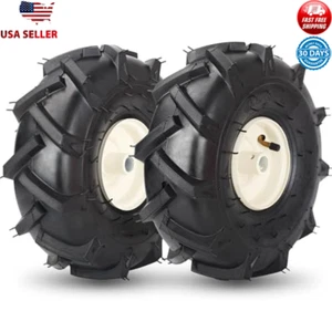 11x4.00-4" Tiller Tire Set Craftsman Troy-Bilt Compatible Heavy Duty 4-Ply Wheel - Picture 1 of 7