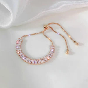 Bracciale Tennis Regolabile Oro, Argento e Oro Rosa Zirconi Cubici Cristallo - Foto 1 di 6