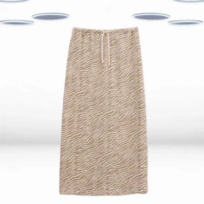 Ex Hush Women's Scribble Pattern Cotton Maxi Skirt in Beige (Defect) - Image 1 of 4