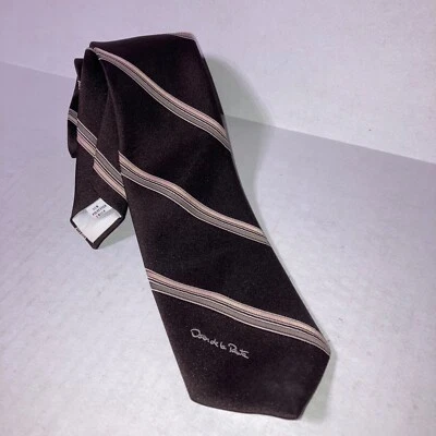 Corbata Oscar de la Renta Para Hombre Marrón Multi Rayas Mezcla Poliéster Hecha en EE. UU. Foto 1 de 3