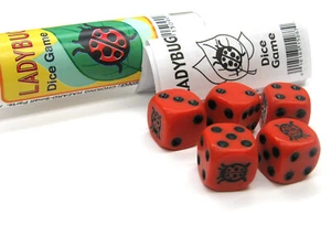 Ladybug Dice Game 5 Dice Set with Travel Tube and Instructions - Picture 1 of 3