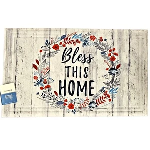 Bless This Home Rubber Doormat Carpet 18"x30" Indoor Outdoor Door Welcome Home - Picture 1 of 1
