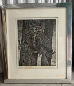 Eule von Nick Wilson - Limited Edition Lithographie ~ nummeriert 1/260 ~ 25”x 21,5” - Bild 1 von 5