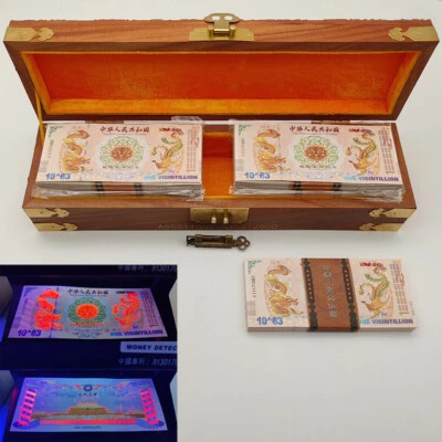 1000 шт. 10^63 Квинтиллион Китай Желтый Дракон Бумажная Банкнота с Драконом Деревянная Коробка - Изображение 1 из 4