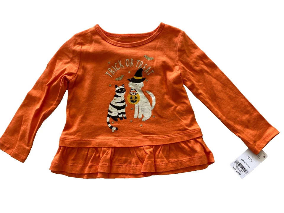 Carter's Halloween Orange Shirt FULL OF TREATS Trick-Or-Treat shirt 7/7A