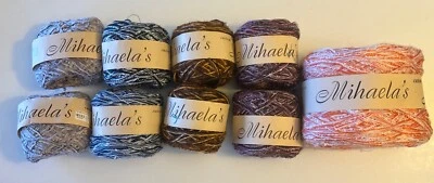Michaela’s Wool, Acrylics, Cotton Silk Yarn Mixed Lot Knitting Crochet 9 Balls - Image 1 of 4