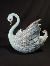 Planter Vintage Blue Swan Ceramic Blue and Gold Speckle