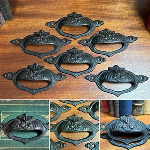 Original Art Nouveau Drawer Cup Handle Pulls x6 Reclaimed Architectural Salvage - Picture 1 of 10