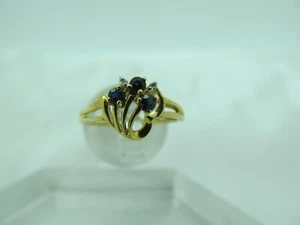 MEX 10K YELLOW GOLD BLUE TOPAZ & DIAMOND ACCENT CLUSTER RING size 6.5 - Picture 1 of 14