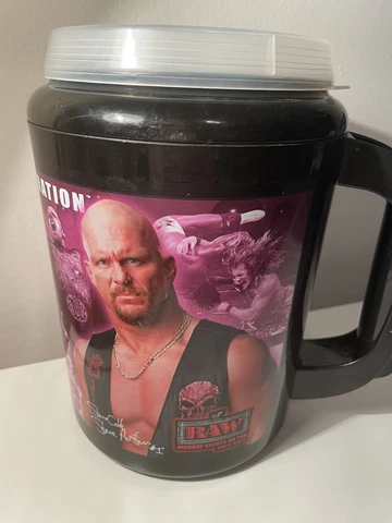 WWF 7-11 Slurpee Cup Mug WWE Stone Cold Smackdown The Rock HHH 2002 RAW Trish DX Cover
