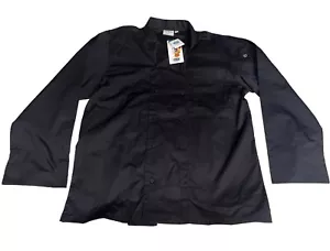 Chef Works Chefs Coat Black Long Sleeve Cooking Jacket Shirt Uniform sz L - Picture 1 of 12