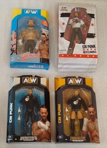 4 Diff AEW Wrestling Figure CM PUNK Lot MOC Unrivaled Unmatched LJN Poster WWE - Picture 1 of 1
